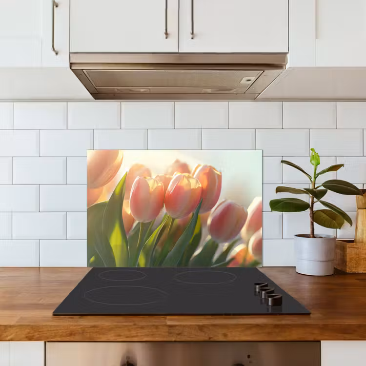 Salpicaderos de cocina - Tulipanes - Rosa - Rayos de sol — 3