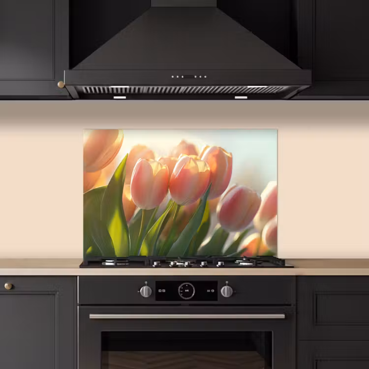 Salpicaderos de cocina - Tulipanes - Rosa - Rayos de sol — 5