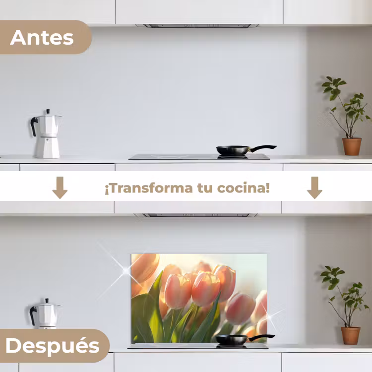 Salpicaderos de cocina - Tulipanes - Rosa - Rayos de sol — 7