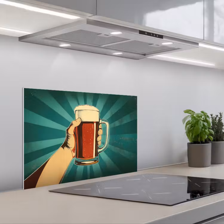 Salpicaderos de cocina - Vaso de cerveza - Espuma - Retro - Verde — 1