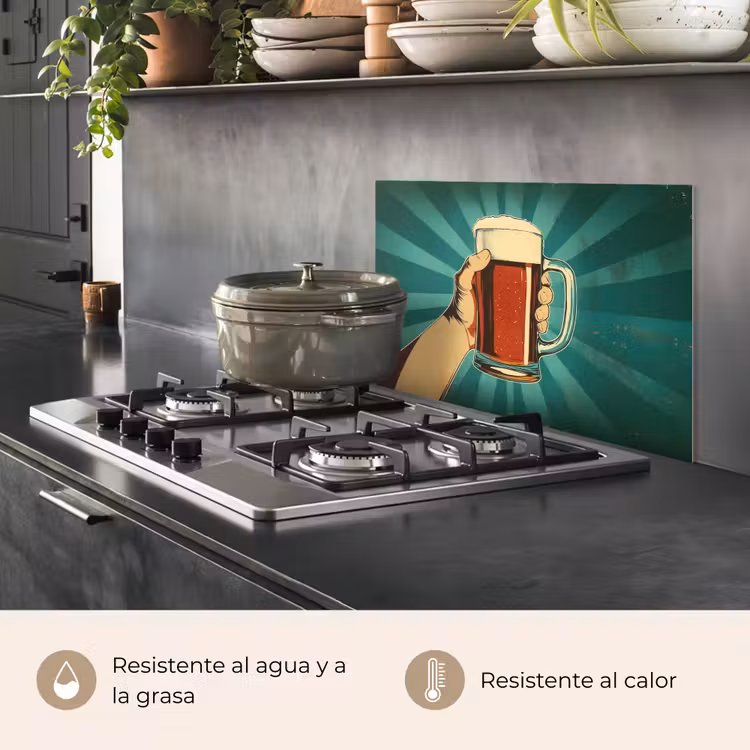 Salpicaderos de cocina - Vaso de cerveza - Espuma - Retro - Verde — 2