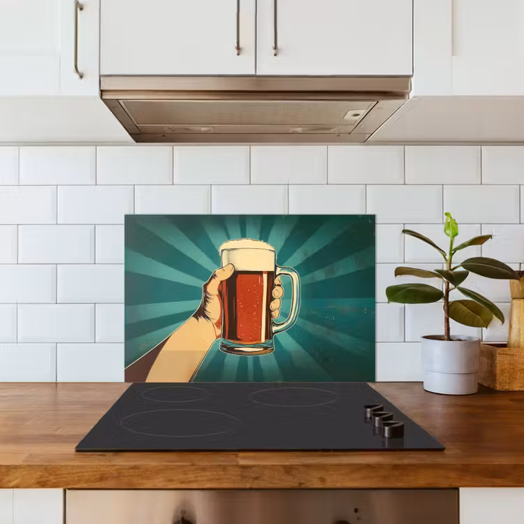 Salpicaderos de cocina - Vaso de cerveza - Espuma - Retro - Verde — 3