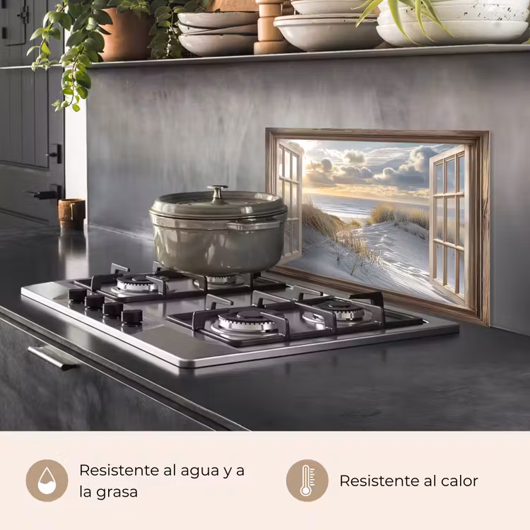 Salpicaderos de cocina - vista - Playa - Dunas - Mar - Naturaleza — 2