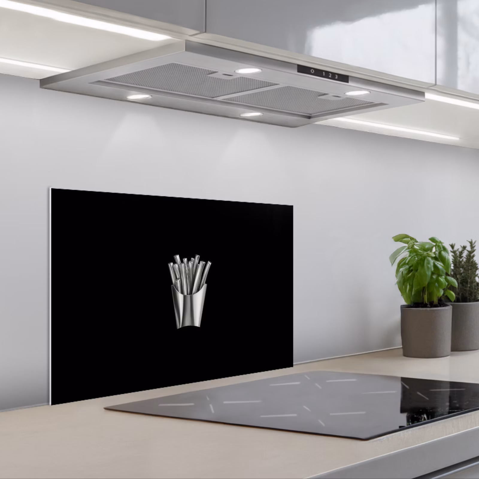 Salpicaderos de cocina - Patatas fritas - Futurista - Plata — 1