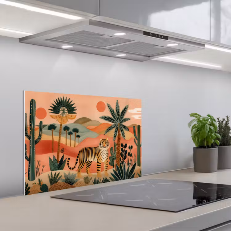 Salpicaderos de cocina - Tigre - Colorido - Palmeras - Cactus — 1
