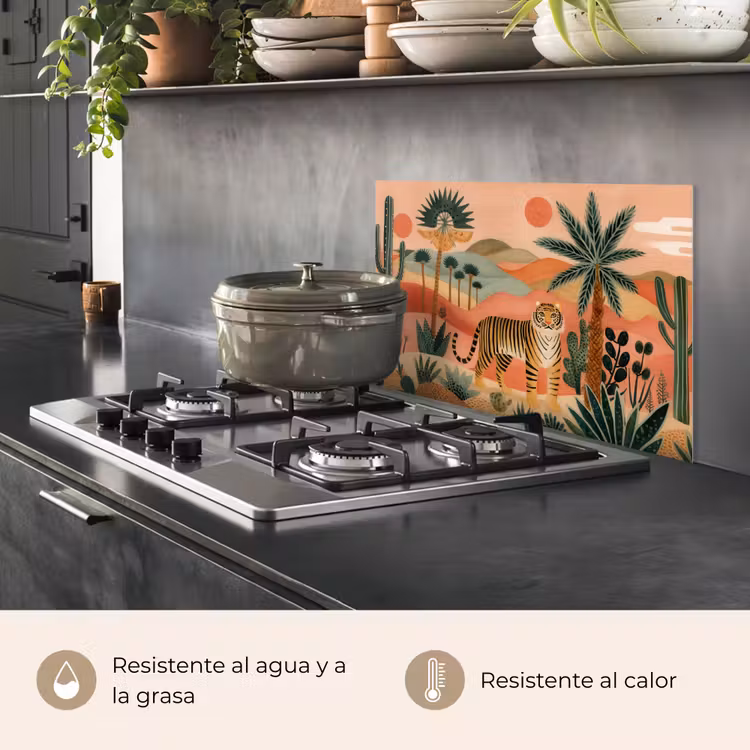 Salpicaderos de cocina - Tigre - Colorido - Palmeras - Cactus — 2