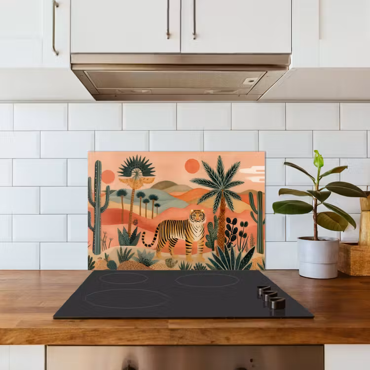 Salpicaderos de cocina - Tigre - Colorido - Palmeras - Cactus — 3