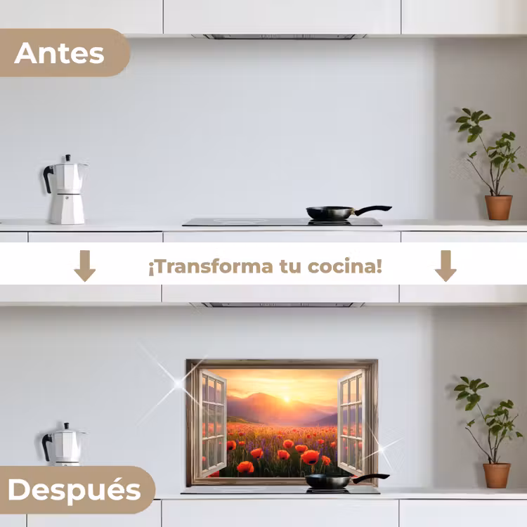 Salpicaderos de cocina - Transparente - Amapolas - Flores - Rojo - Ventana abierta — 7