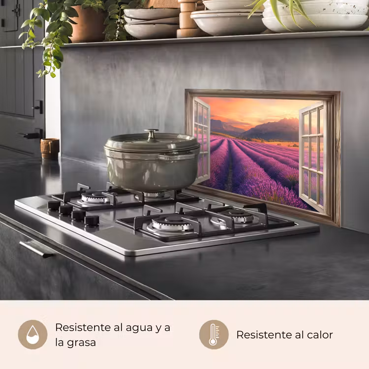Salpicaderos de cocina - Transparente - Lavanda - Paisaje - Flores - Morado — 2