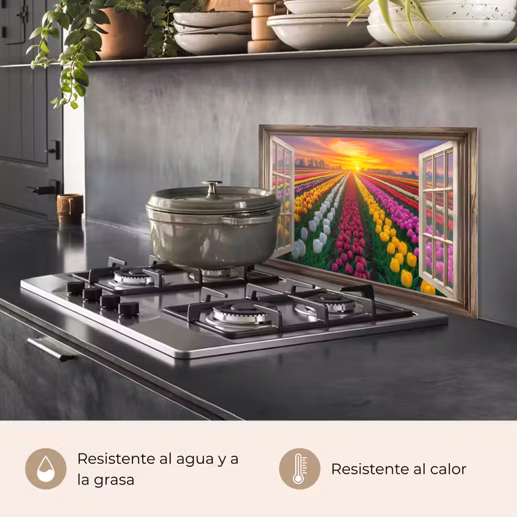 Salpicaderos de cocina - Vista - Flores - Tulipanes - Colorido - Puesta de sol — 2