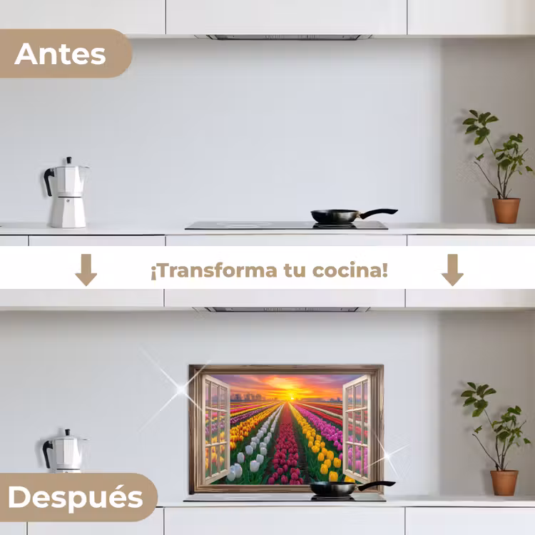 Salpicaderos de cocina - Vista - Flores - Tulipanes - Colorido - Puesta de sol — 7