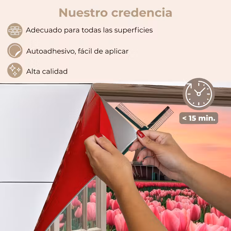 Salpicaderos de cocina - Vista - Tulipanes - Flores - Molino - Ventana — 4