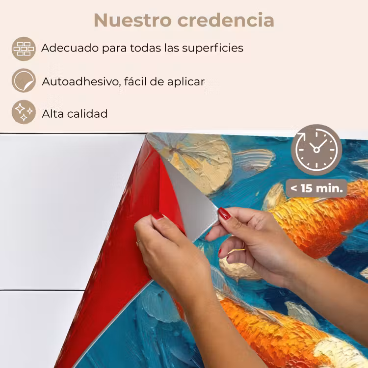 Salpicaderos de cocina - Peces - Nenúfares - Naranja - Agua — 4