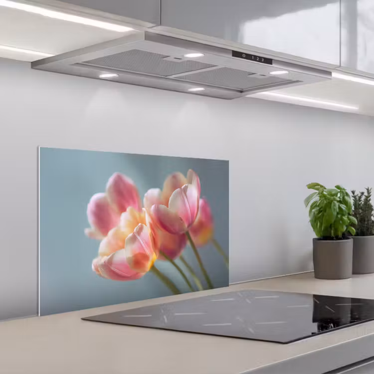 Salpicaderos de cocina - Tulipanes - Rosa - Tallos — 1