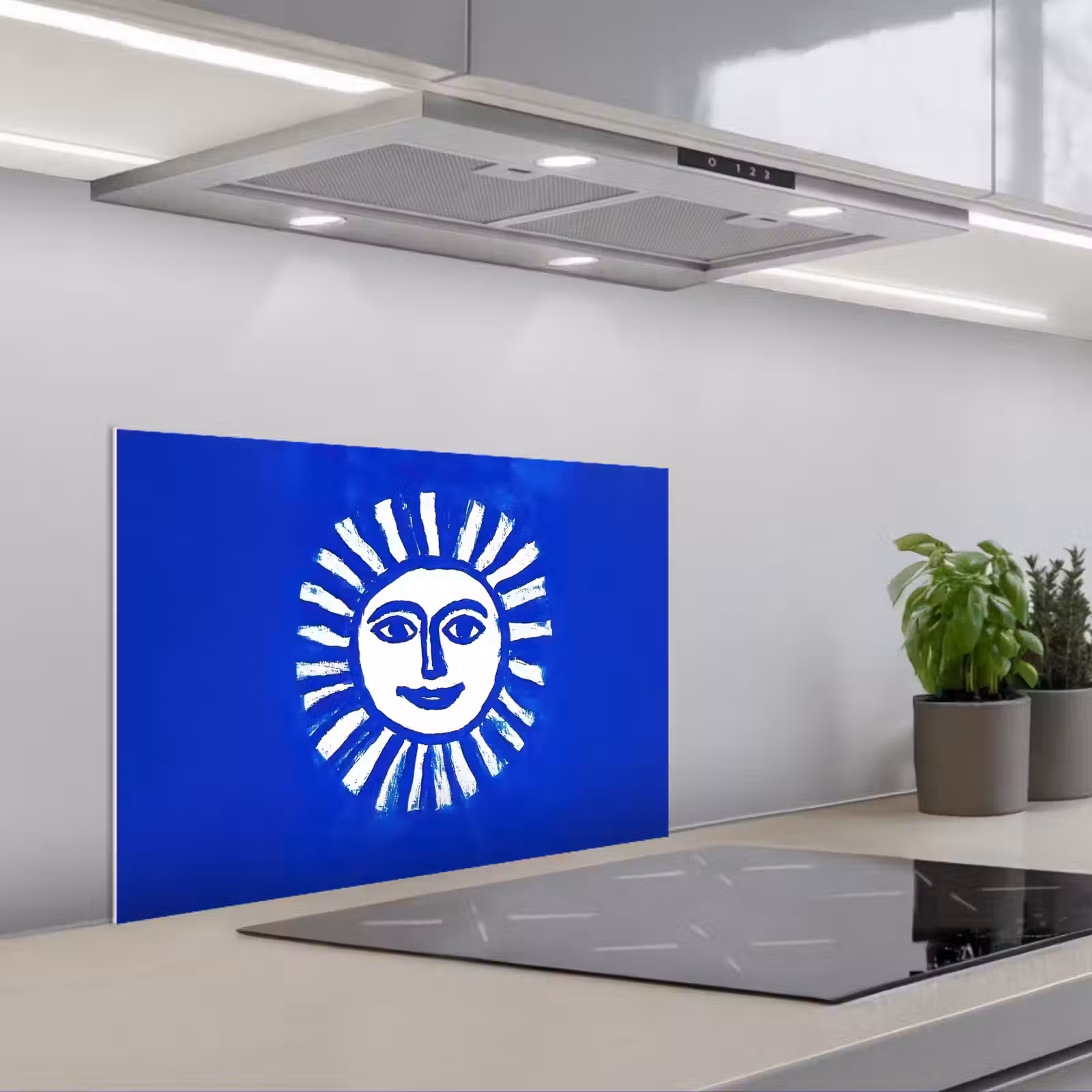 Salpicaderos de cocina - Sol - Cara - Textura pincel - Azul — 1