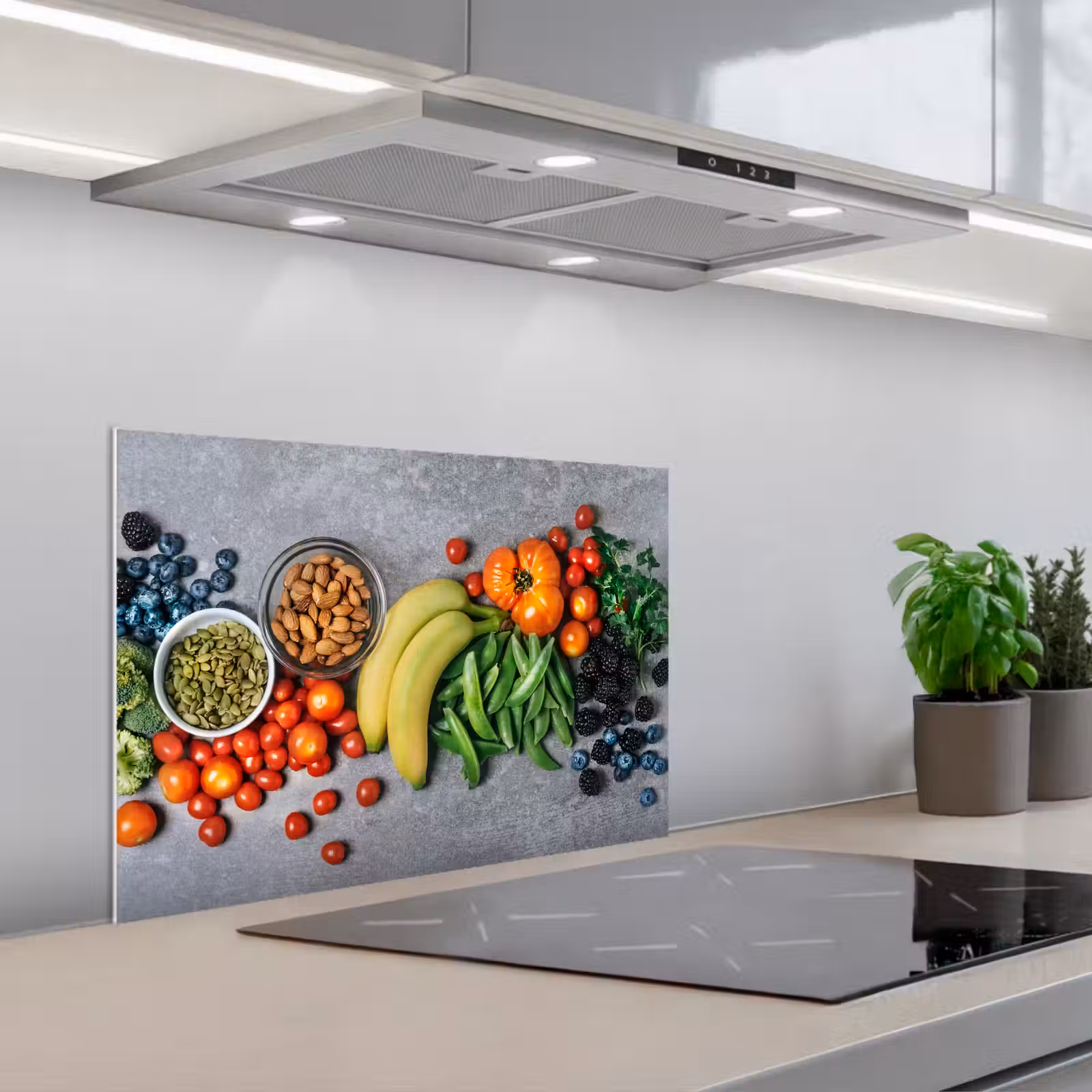 Salpicaderos de cocina - Vegetal - Fruta - Gris — 1