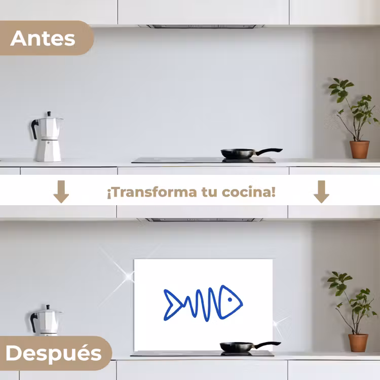 Salpicaderos de cocina - Pez - Minimalista - Azul - Línea — 7