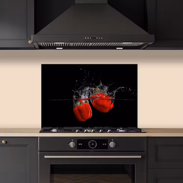 Salpicaderos de cocina - Pimiento - Verduras - Naturaleza muerta - Agua - Rojo — 5