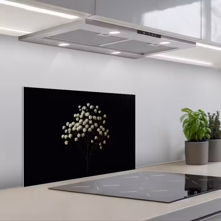 Salpicaderos de cocina - Plasterwort - Flores - Blanco - Minimalista — 1