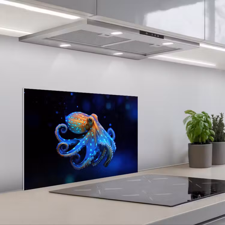 Salpicaderos de cocina - Pulpo - Lunares - Azul - Mar — 1