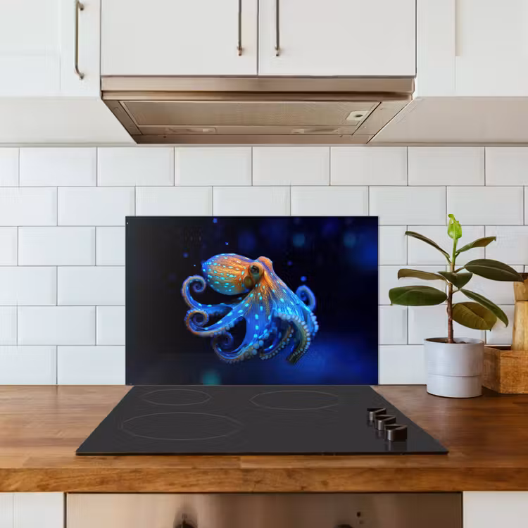 Salpicaderos de cocina - Pulpo - Lunares - Azul - Mar — 3
