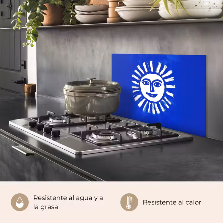 Salpicaderos de cocina - Sol - Cara - Textura pincel - Azul — 2