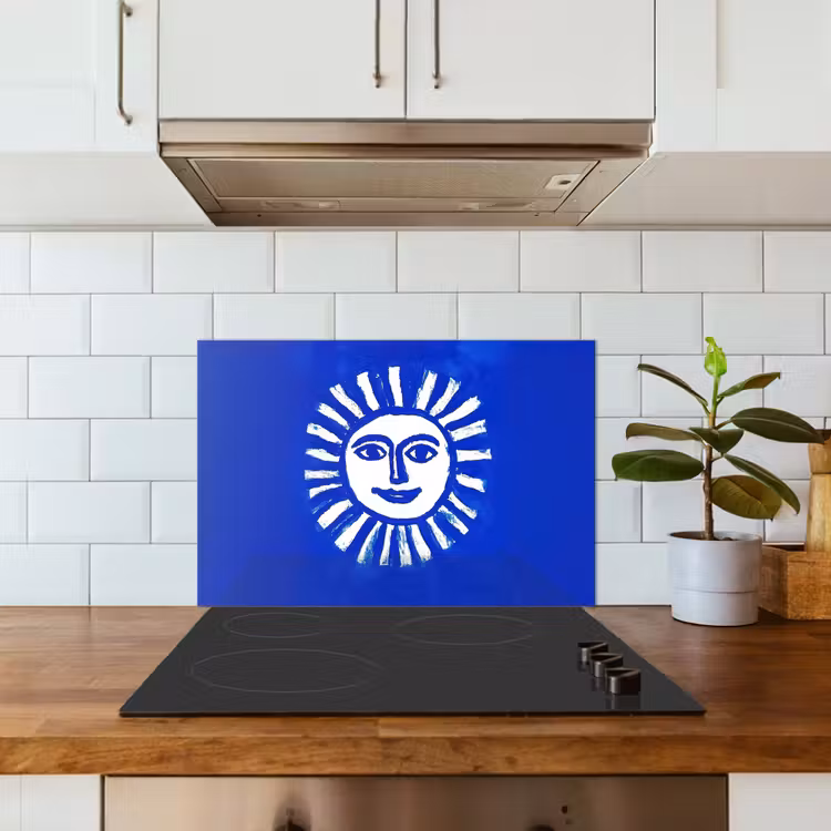 Salpicaderos de cocina - Sol - Cara - Textura pincel - Azul — 3
