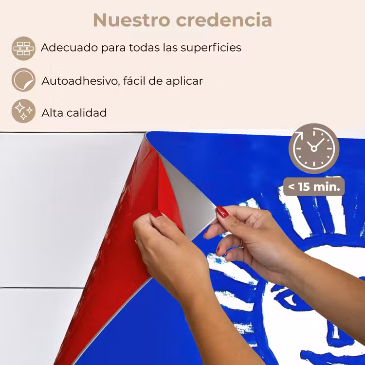 Salpicaderos de cocina - Sol - Cara - Textura pincel - Azul — 4