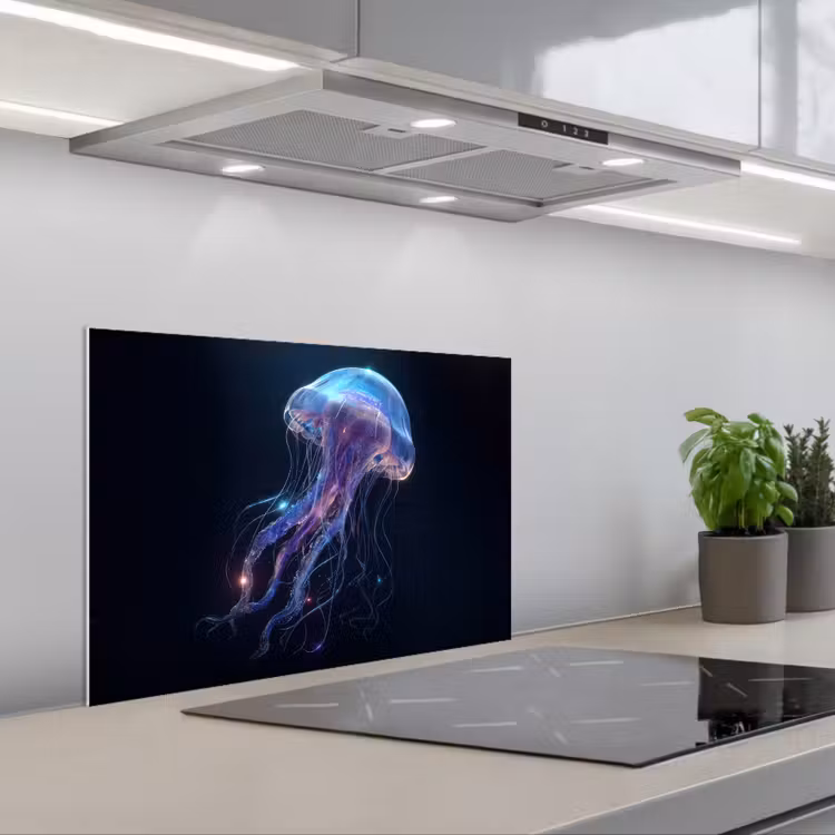 Salpicaderos de cocina - Tentáculos - Medusa - Morado - Destello — 1
