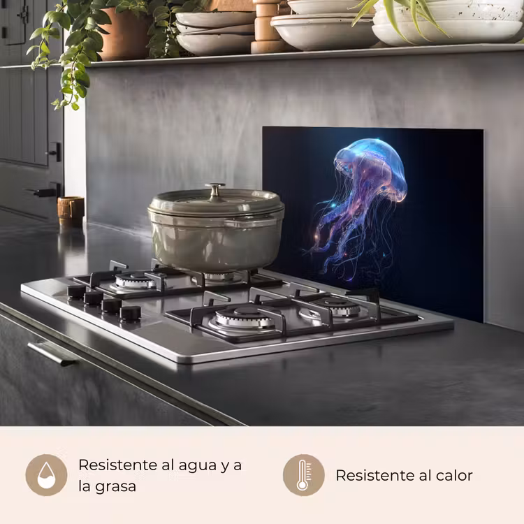 Salpicaderos de cocina - Tentáculos - Medusa - Morado - Destello — 2