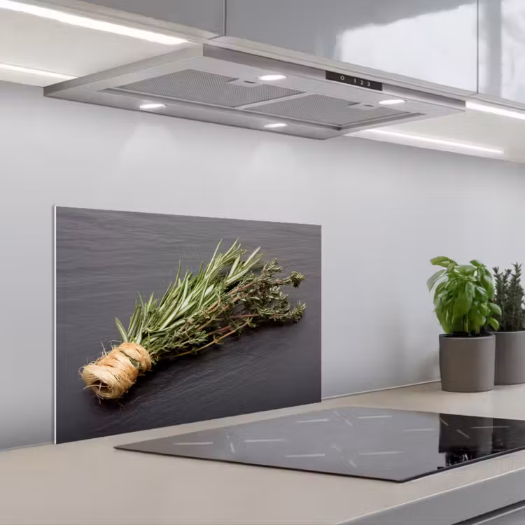 Salpicaderos de cocina - Tomillo - Hierbas - Verde - Mesa - Cocina - Piedra — 1