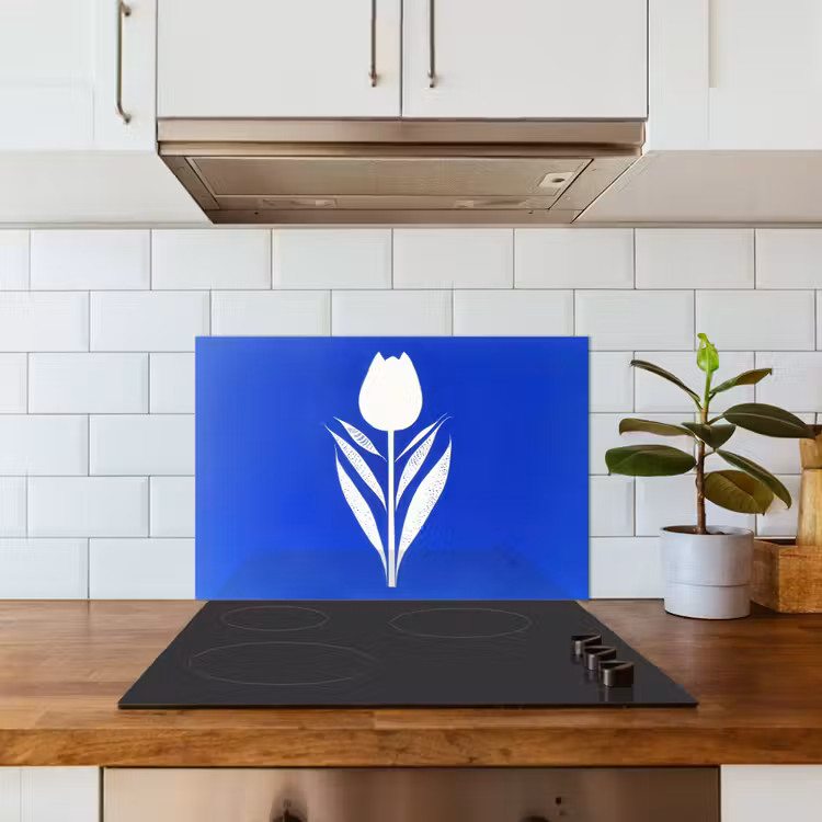 Salpicaderos de cocina - Tulipán - Minimalista - Hojas - Blanco — 3
