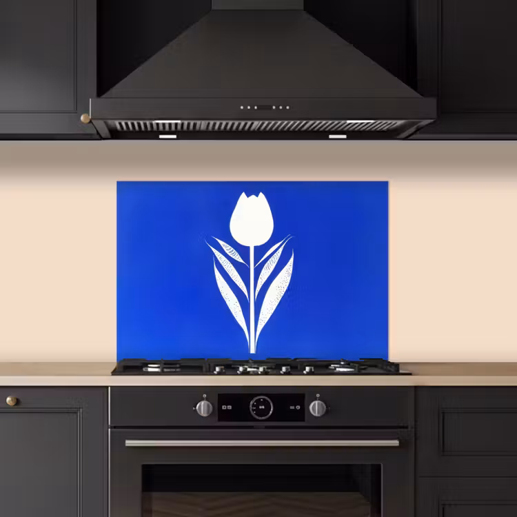 Salpicaderos de cocina - Tulipán - Minimalista - Hojas - Blanco — 5