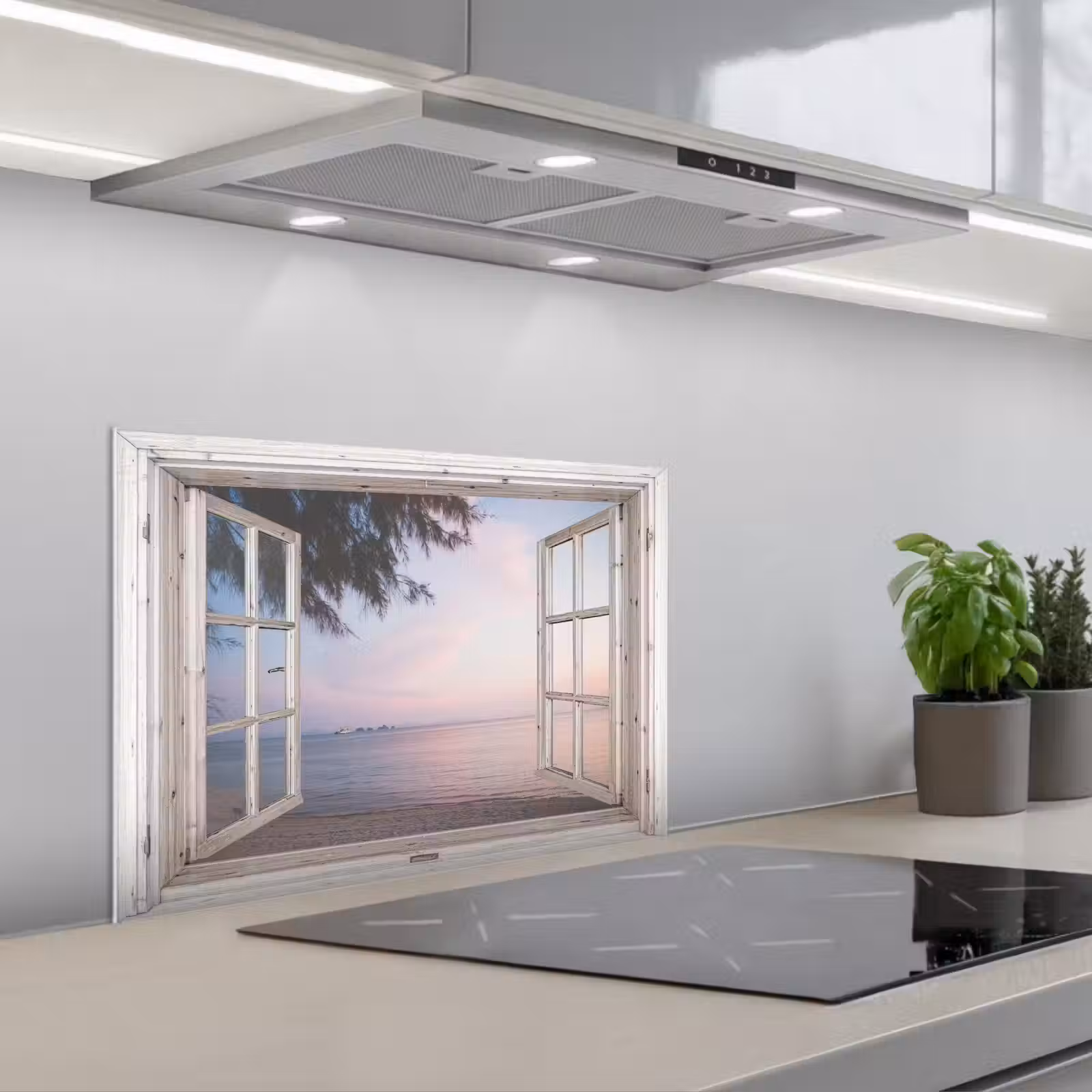 Salpicaderos de cocina - Vista de la playa al atardecer — 1