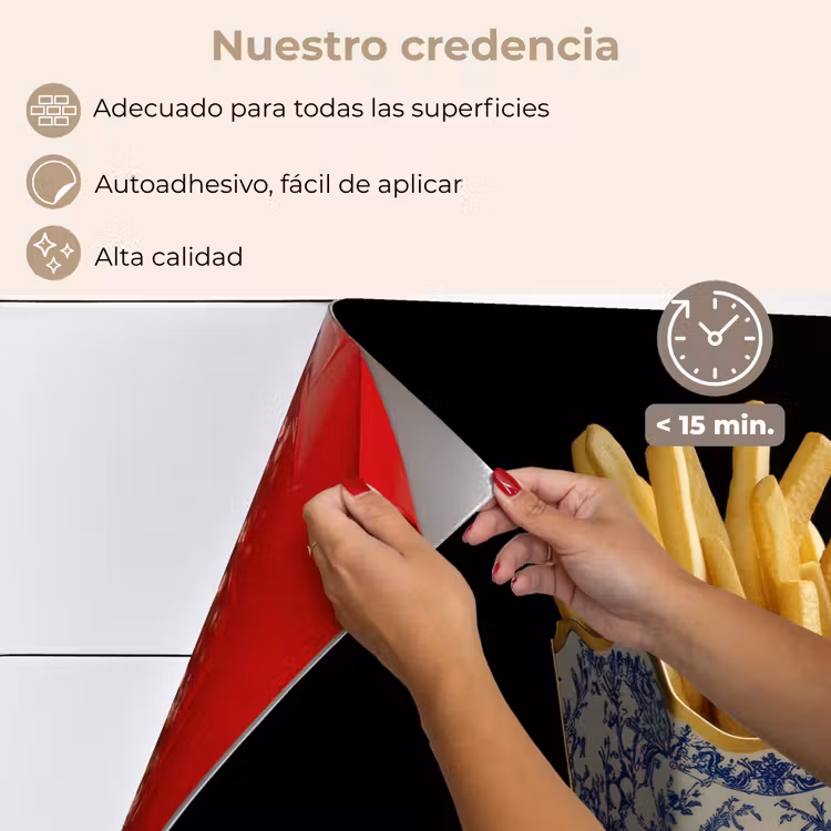 Salpicaderos de cocina - Patatas fritas - Porcelana - Azul de Delft - Alimentos — 4
