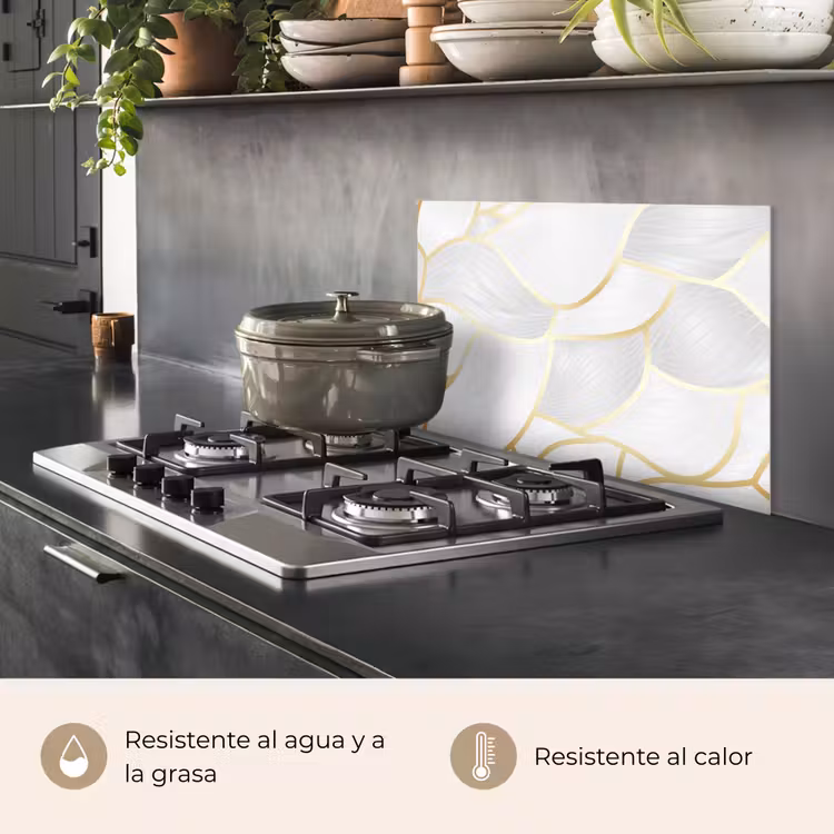 Salpicaderos de cocina - Patrón abstracto con líneas doradas — 2