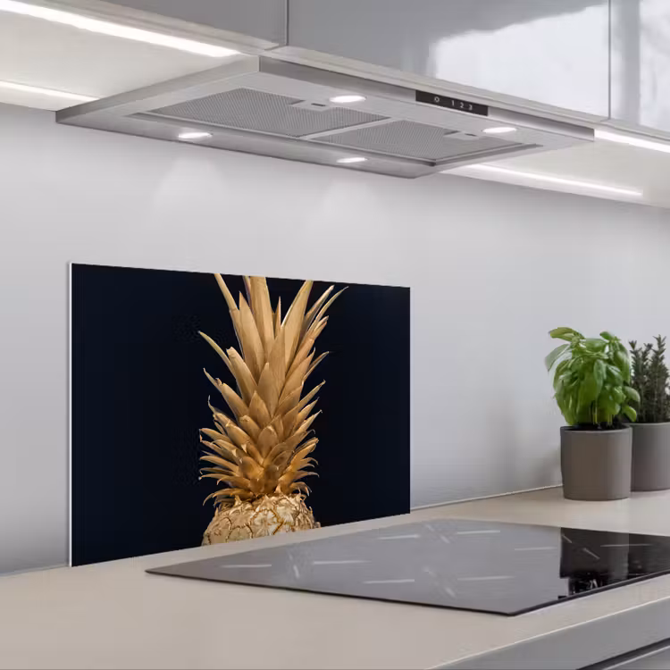 Salpicaderos de cocina - Piña - Oro - Pintura - Negro - Fruta - Lujo — 1