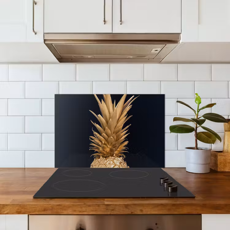 Salpicaderos de cocina - Piña - Oro - Pintura - Negro - Fruta - Lujo — 3