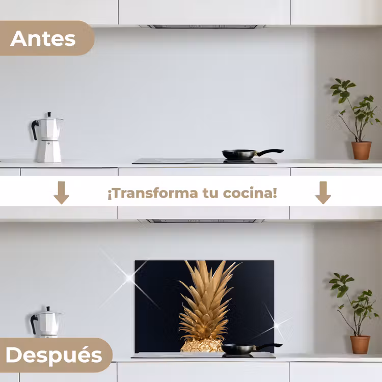 Salpicaderos de cocina - Piña - Oro - Pintura - Negro - Fruta - Lujo — 7