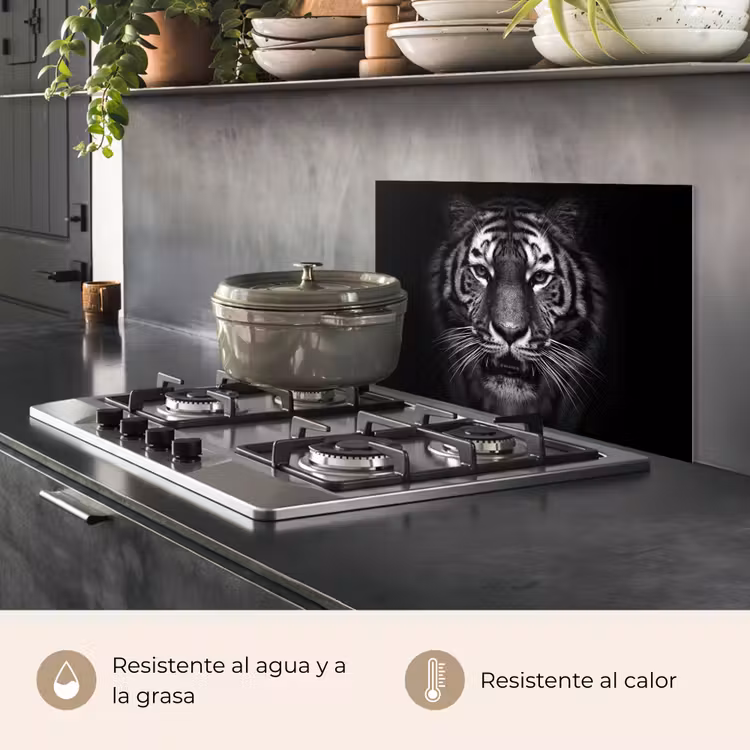 Salpicaderos de cocina - Tigre - Animales - Negro - Blanco - Retrato - Salvaje — 2