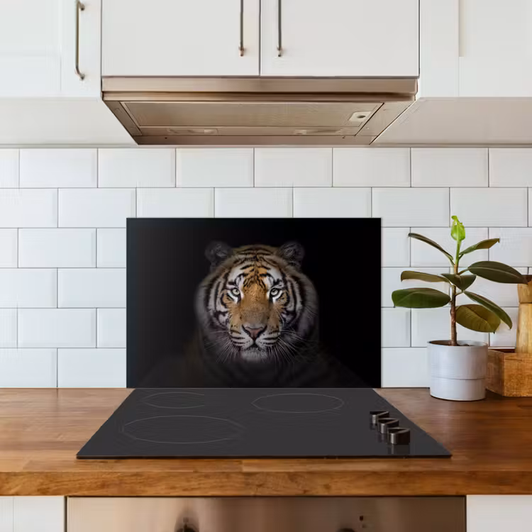 Salpicaderos de cocina - Tigre - Vida salvaje - Retrato - Negro - Animales — 3
