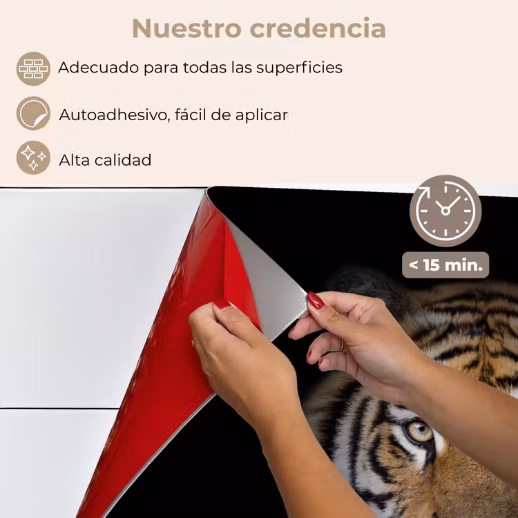 Salpicaderos de cocina - Tigre - Vida salvaje - Retrato - Negro - Animales — 4