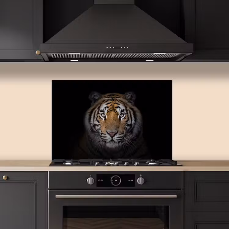 Salpicaderos de cocina - Tigre - Vida salvaje - Retrato - Negro - Animales — 5