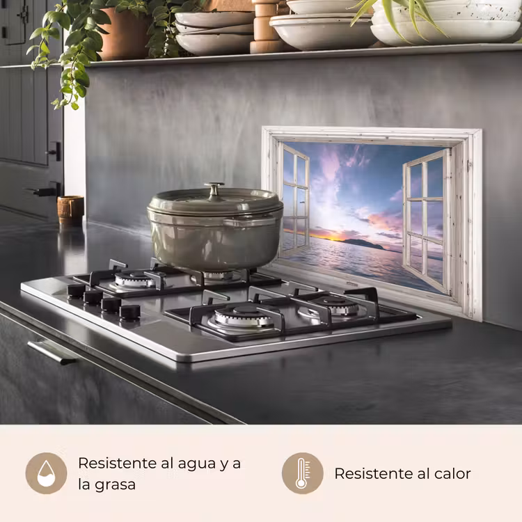 Salpicaderos de cocina - Ventana con vistas a la puesta de sol — 2