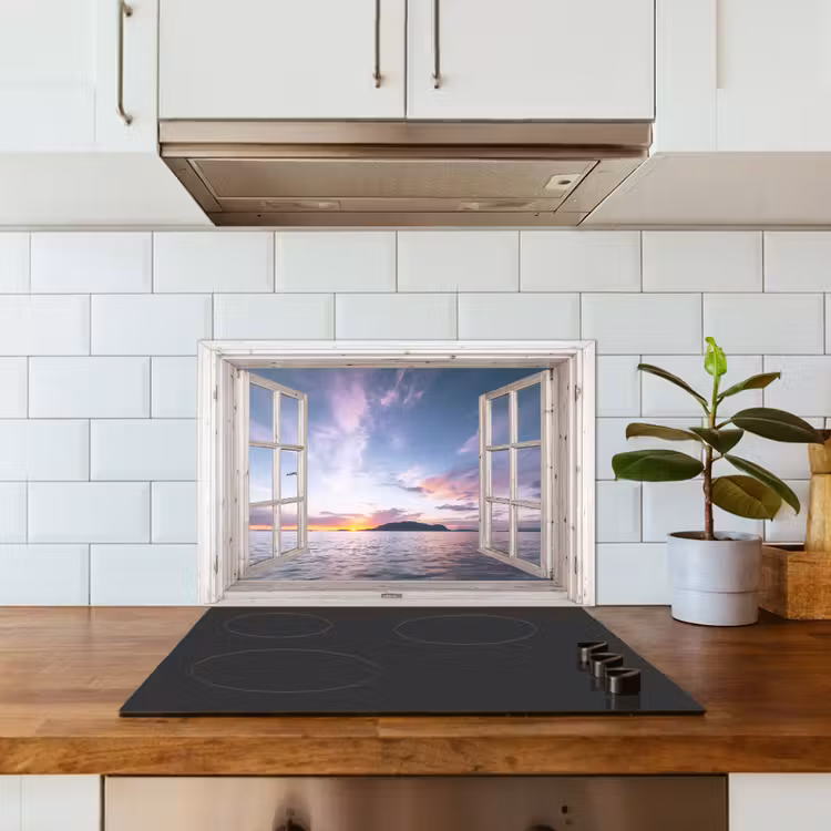 Salpicaderos de cocina - Ventana con vistas a la puesta de sol — 3