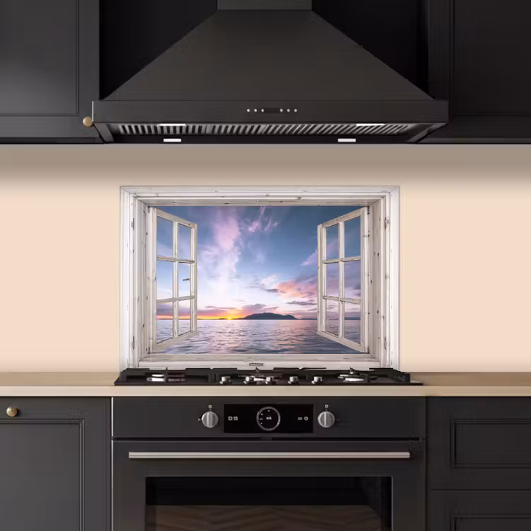 Salpicaderos de cocina - Ventana con vistas a la puesta de sol — 5