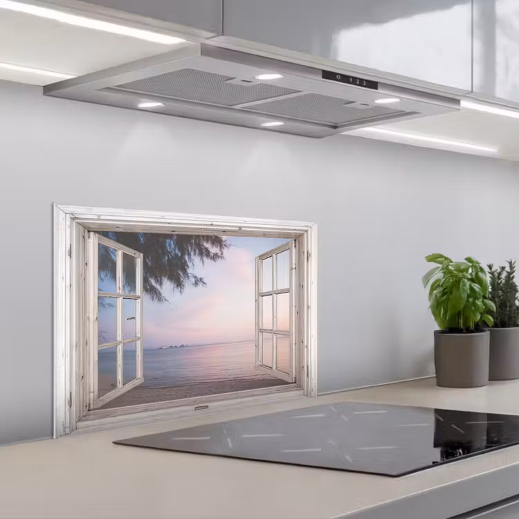 Salpicaderos de cocina - Vista de la playa al atardecer — 1