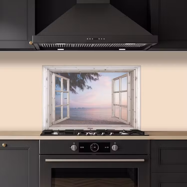 Salpicaderos de cocina - Vista de la playa al atardecer — 5