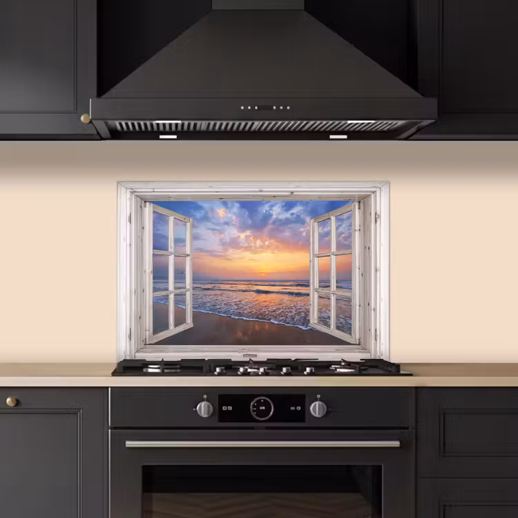 Salpicaderos de cocina - Vista - Mar - Playa - Puesta de sol - Azul — 5