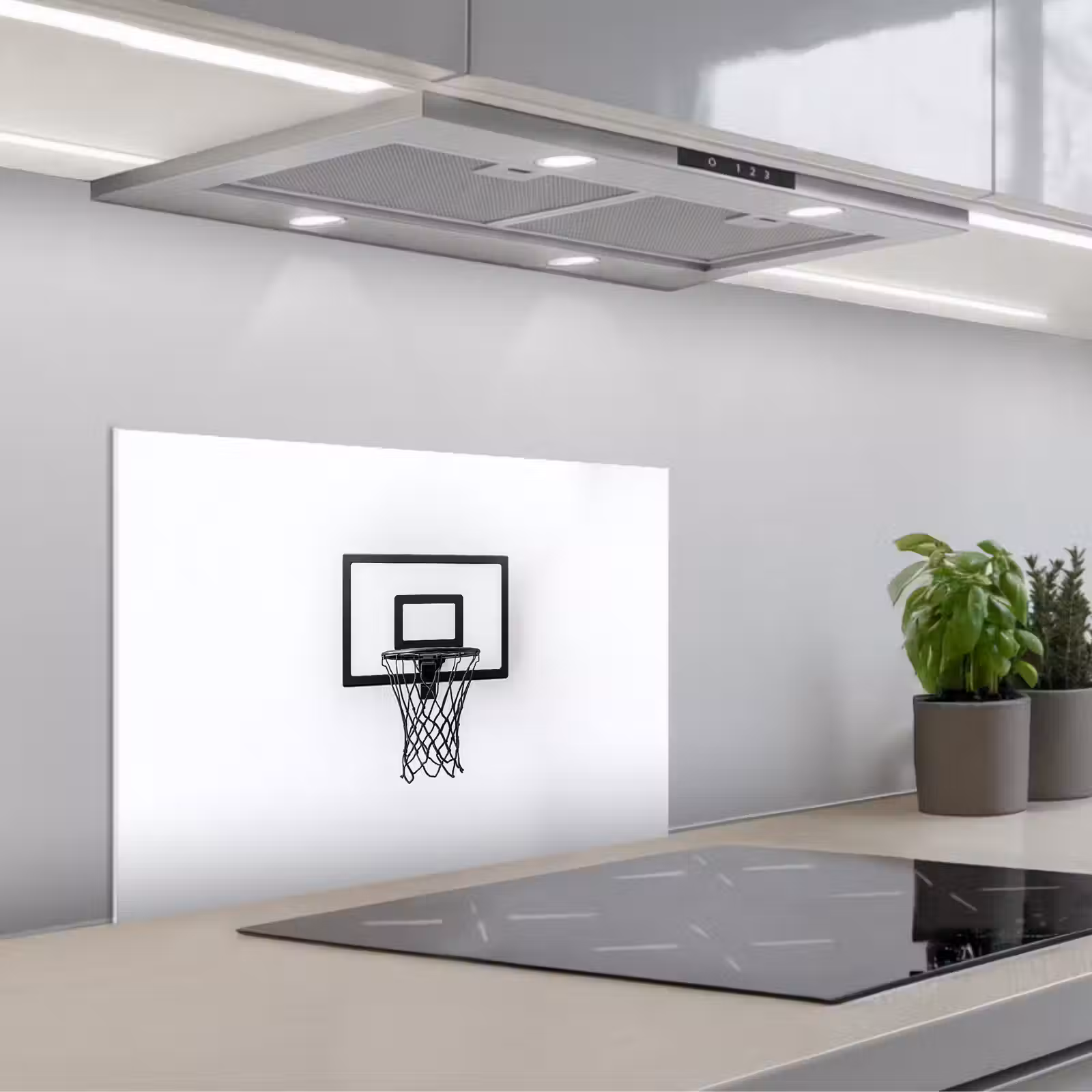 Salpicaderos de cocina - Tablero de baloncesto - Minimalista - Negro — 1